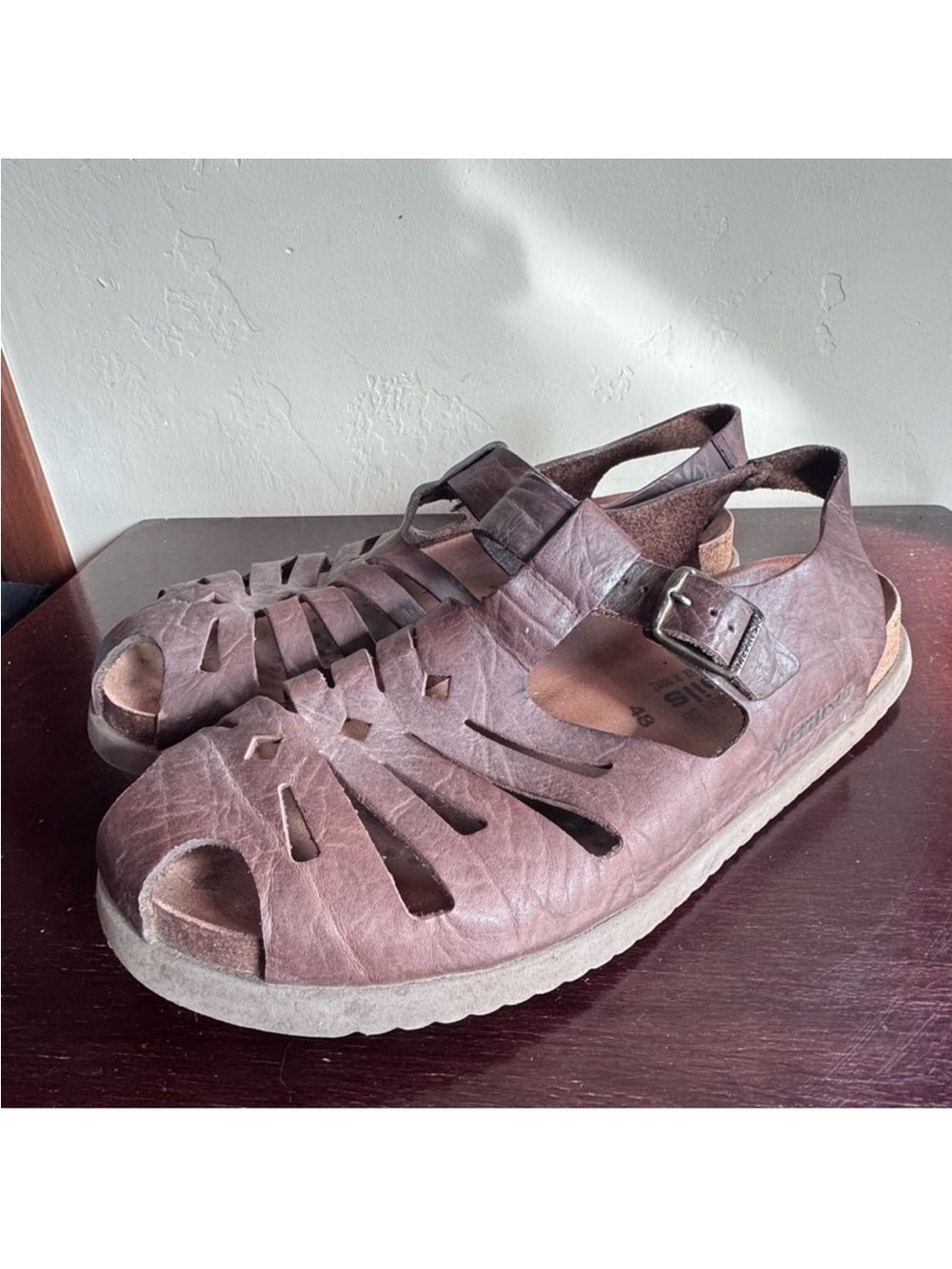 Mephisto Men's Mobils Sam Brown Leather Fisherman Sandals